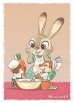 1girls 2boys apron carrot chef's_hat chip dale fun hat kurokuma824 original pot rabbit rabbit_ears tie // 734x1024 // 110.9KB