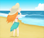 1girls beach bikini clouds gadget hat pareo scope sea wave // 1115x946 // 576.5KB