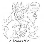 1boys 2girls blush demon dragocorn gadget hearts kiss original // 500x500 // 92.6KB