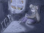 1girls alex_fox bed drawing gadget lamp overall pen pencil pillow room sadness sit sketch table window // 1024x768 // 186.8KB