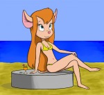 beach bikini drink gadget scope sea sit swimsuit water wineglass // 1300x1192 // 507.3KB