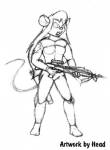 1girls angry armor arrow gadget gun head_(artist) invention rr_sign sketch // 294x400 // 15.4KB