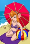 :3 beach beach_ball bikini gadget graphite headband kneeling mat parasol sea shell sit swimsuit water // 712x1012 // 163.8KB