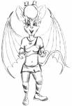 cosplay devil_wings gadget hranintal kneehighs pendant shoes shorts sketch skull socks striped_socks top vampire wings // 467x680 // 54.0KB